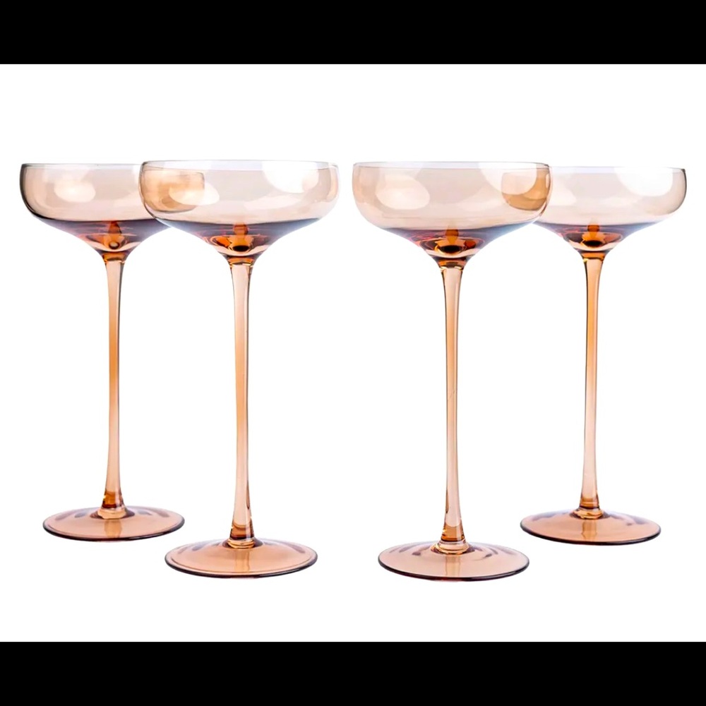 Martini Glasses- Long Stem Coupe Set of 4, 7oz